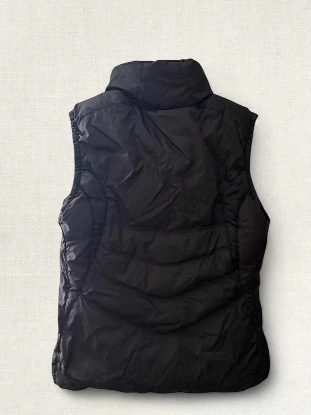 Nike Black Women's Quilted Reversible Puffer Vest with Silver Swoosh